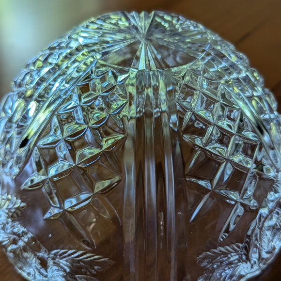 Rare Large Vintage Anna Hutte Bleikirstall Lead Crystal Bowl 8.5 inch with Roses - Picture 4 of 7